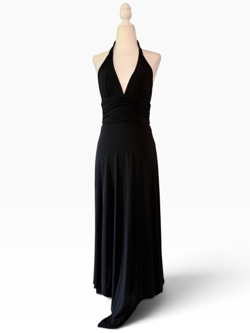BCBGMaxazria Halterneck Asymmetrical Hem Evening Dress Black Size Small